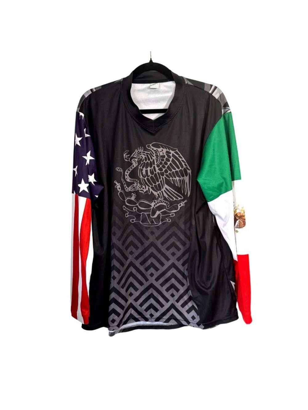 Mexico & USA Flag Long Sleeve Cycling Jersey XL